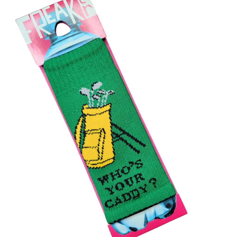 FREAKER Who's Your Caddy Golfer Bottle / Can Koozie Insulator Sweater‎ NWT